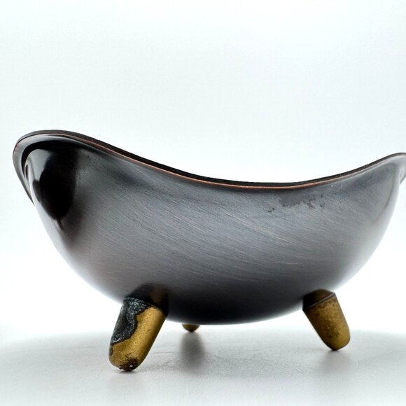 Coppercraft Guild Set of 2 Bowl Trinket Dish on 3 Feet Made in USA Vintage - Picture 7 of 9